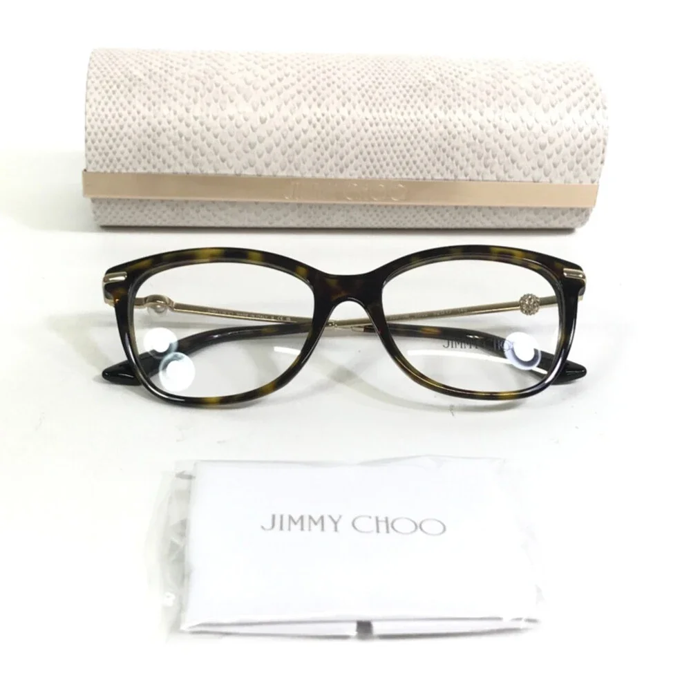 Jimmy Choo Eyeglasses Frames JC307HB 5002 Tortoise Gold Crystals Pearl 52-17-140